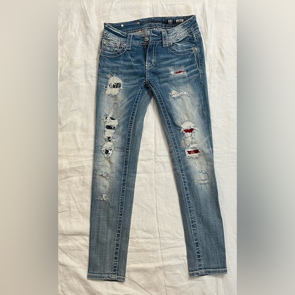 Miss Me DistressedPatched Skinny Jeans